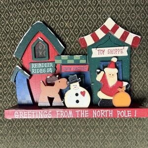 Christmas 3D Village Wooden House Town Set Snow Scene North pole Snowman Santa